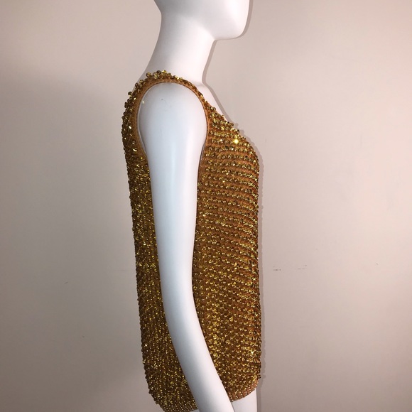 Vintage beaded gold tank sweater - Picture 4 of 5